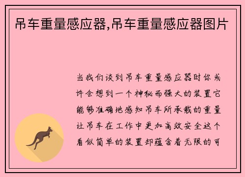 吊车重量感应器,吊车重量感应器图片